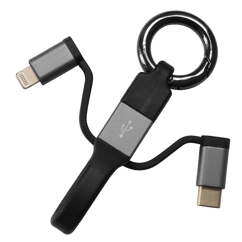 Portable Keychain Data Cable for IOS Android Mobile Phone - Black